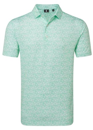 FootJoy Hidden Palm Print Lisle polo da uomo, sea glass/white