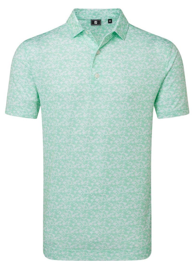 FootJoy Hidden Palm Print Lisle polo da uomo, sea glass/white