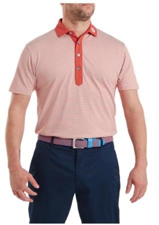 FootJoy Feeder Stripe Pique polo da uomo, nantucket red