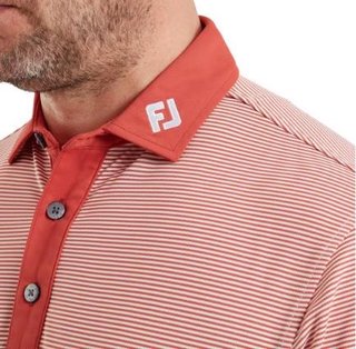 FootJoy Feeder Stripe Pique polo da uomo, nantucket red