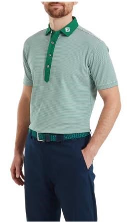 FootJoy Feeder Stripe Pique polo da uomo, field green