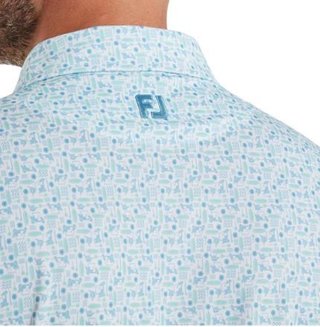 FootJoy Surfs Up Print Lisle polo da uomo, deep reef/white/sea glass/blue reef
