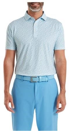 FootJoy Surfs Up Print Lisle polo da uomo, deep reef/white/sea glass/blue reef