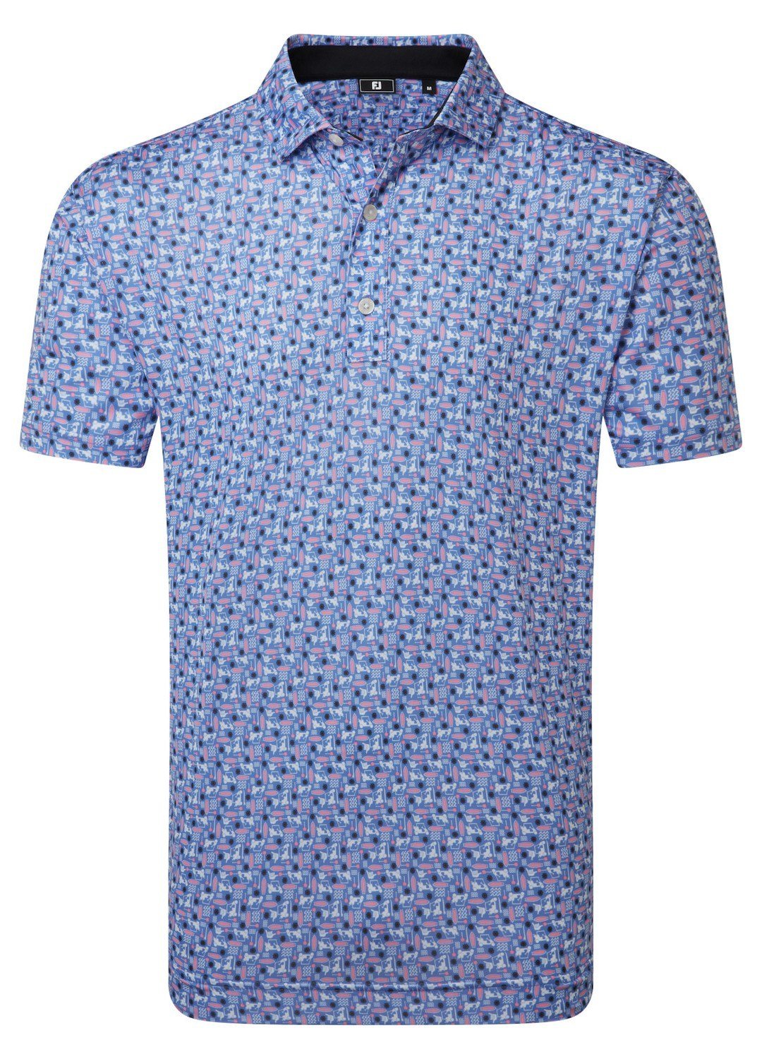 FootJoy Surfs Up Print Lisle polo da uomo, bianco/vivid violet/pink pop/nero