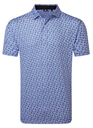 FootJoy Surfs Up Print Lisle polo da uomo, bianco/vivid violet/pink pop/nero