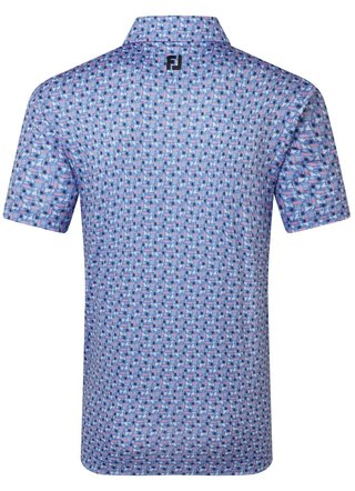 FootJoy Surfs Up Print Lisle polo da uomo, bianco/vivid violet/pink pop/nero