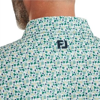 FootJoy Surfs Up Print Lisle polo da uomo, field green/white/sunshine/navy