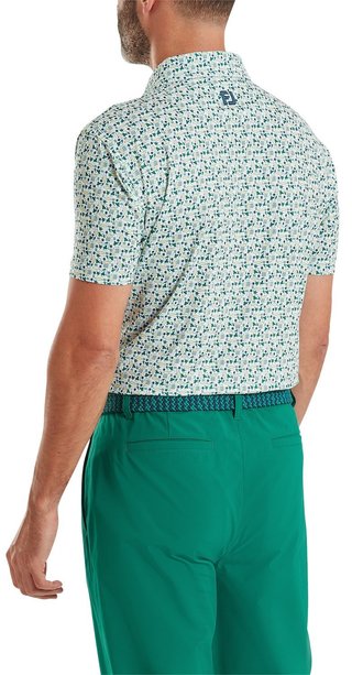 FootJoy Surfs Up Print Lisle polo da uomo, field green/white/sunshine/navy