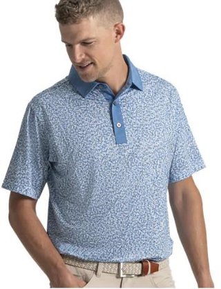 FootJoy Condensed Camo Print Lisle polo da uomo, white/chambray/coastal blue