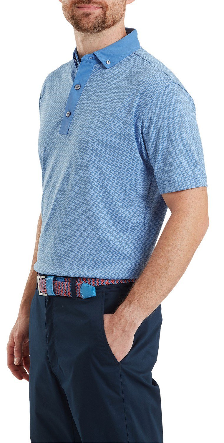 FootJoy Star Geo Jacquard polo uomo, coastal blue
