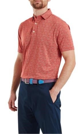 FootJoy Wingtip Floral Lisle polo uomo, nantucket red/white