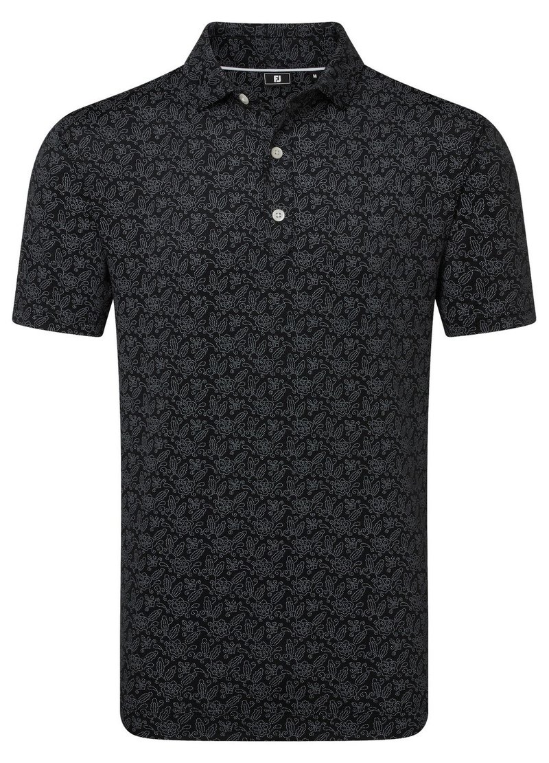 FootJoy Wingtip Floral Lisle polo uomo, nero/bianco