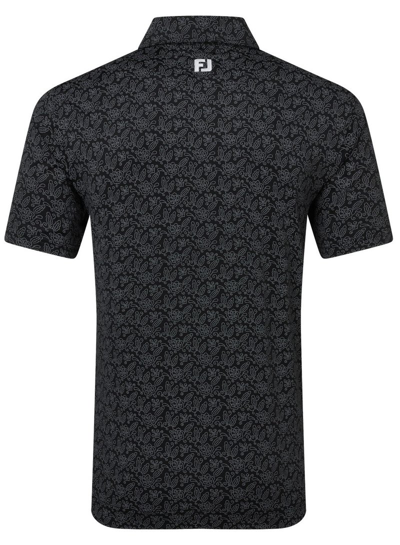 FootJoy Wingtip Floral Lisle polo uomo, nero/bianco