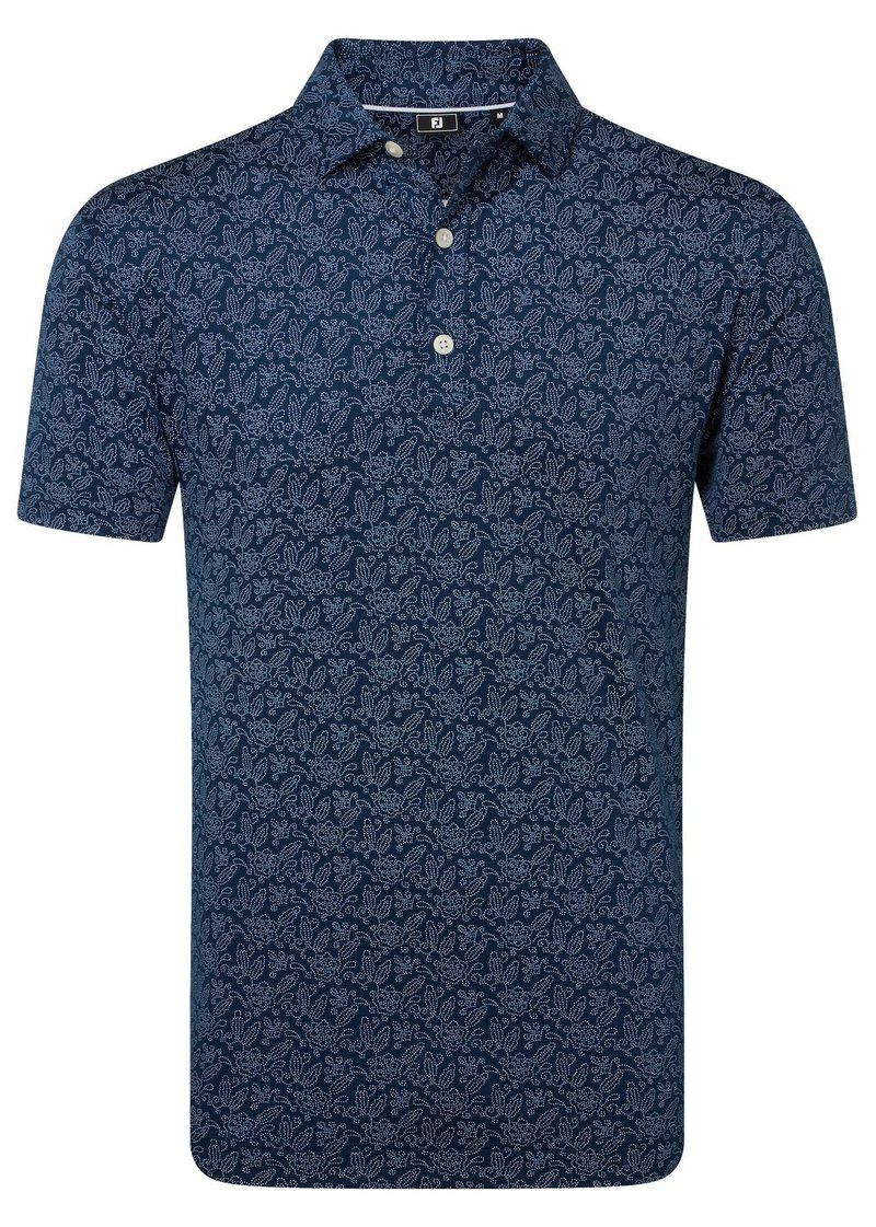 FootJoy Wingtip Floral Lisle polo uomo, navy/white