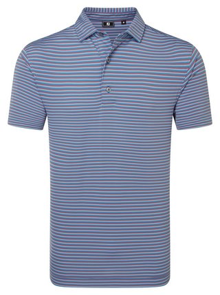 FootJoy Shadow Stripe Lisle polo da uomo, coastal blue