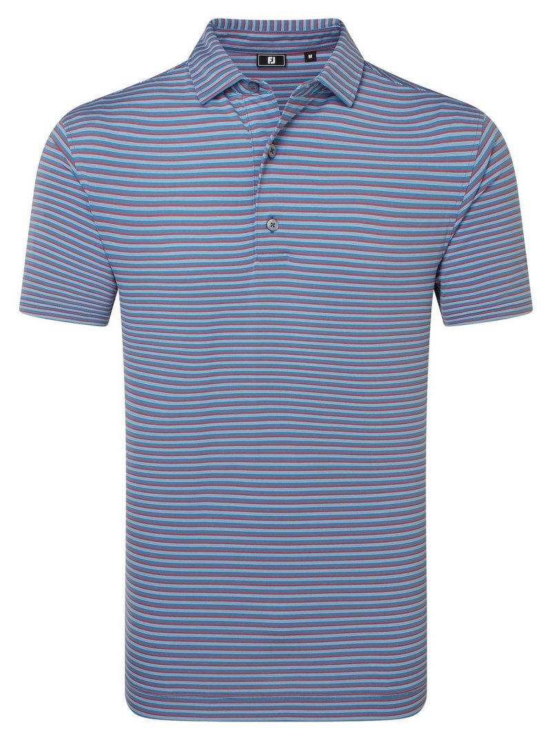 FootJoy Shadow Stripe Lisle polo da uomo, coastal blue