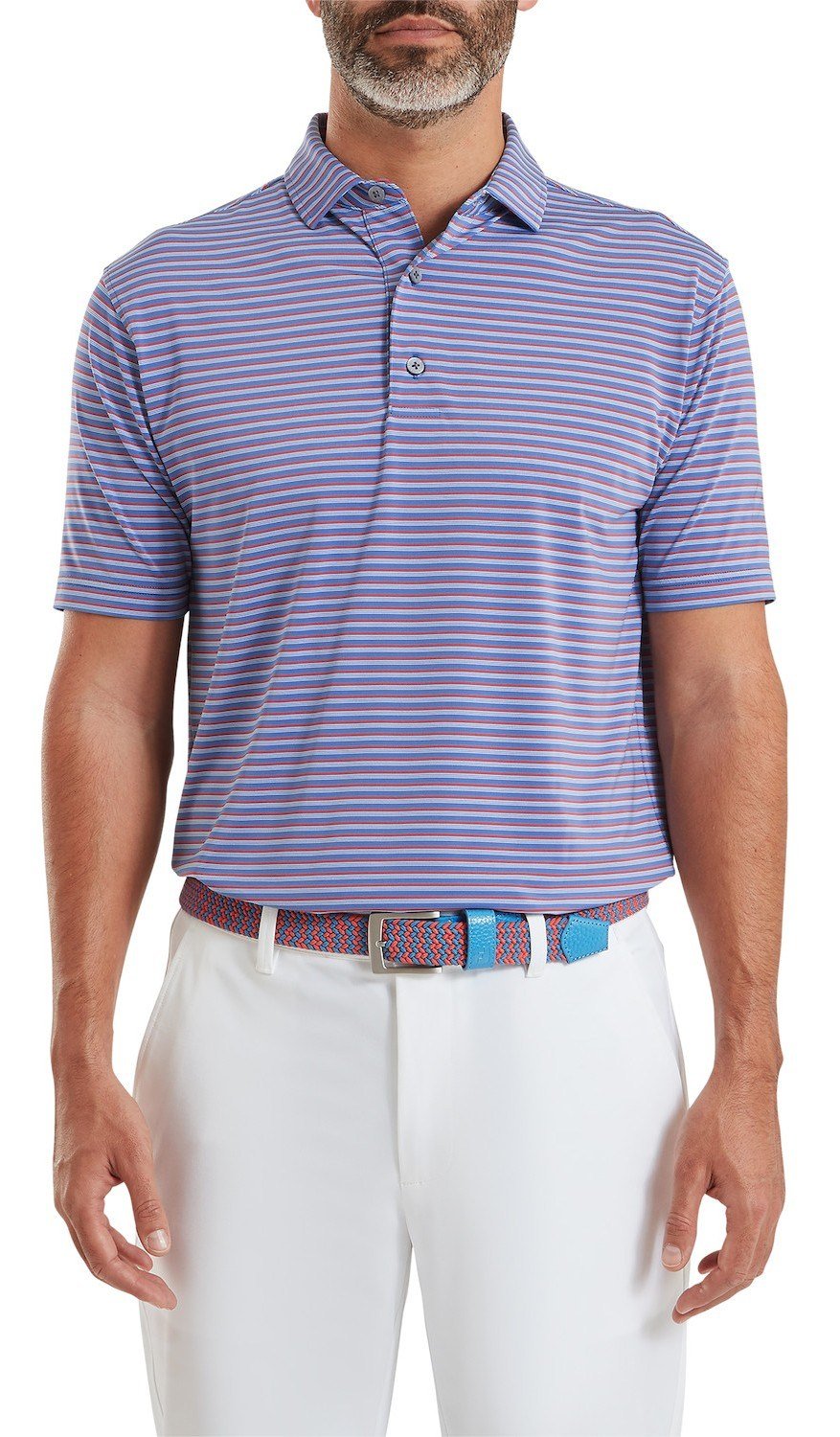 FootJoy Shadow Stripe Lisle polo da uomo, coastal blue