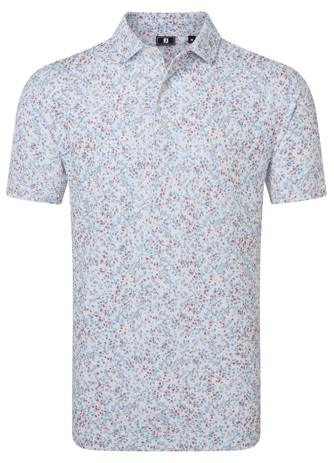 FootJoy Watercolour Floral Print Pique polo da uomo, white/chambray/nantucket red