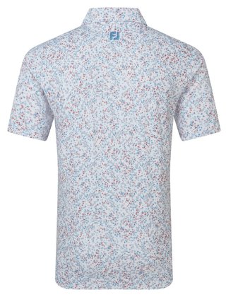 FootJoy Watercolour Floral Print Pique polo da uomo, white/chambray/nantucket red