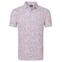 FootJoy Watercolour Floral Print Pique polo da uomo, bianco/pink pop/nero