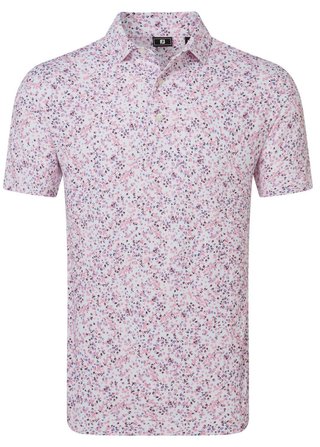 FootJoy Watercolour Floral Print Pique polo da uomo, bianco/pink pop/nero