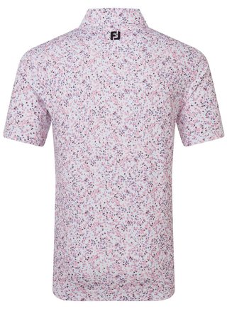 FootJoy Watercolour Floral Print Pique polo da uomo, bianco/pink pop/nero