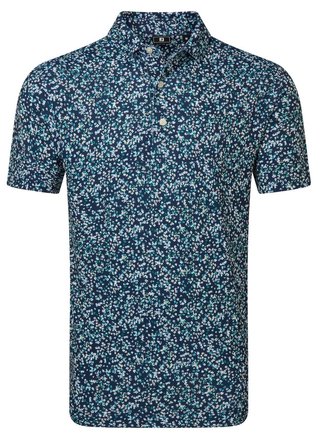 FootJoy Watercolour Floral Print Pique polo da uomo, navy/sunshine/field green