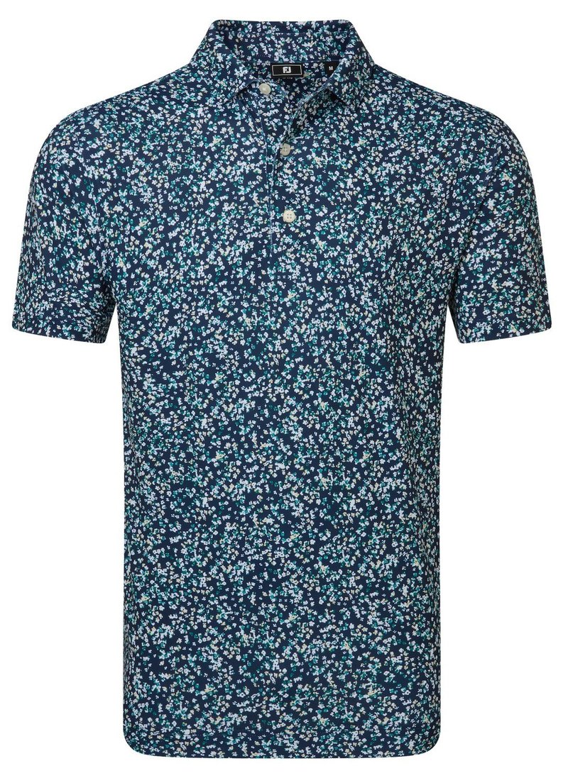 FootJoy Watercolour Floral Print Pique polo da uomo, navy/sunshine/field green