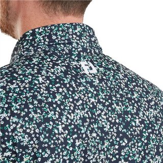 FootJoy Watercolour Floral Print Pique polo da uomo, navy/sunshine/field green