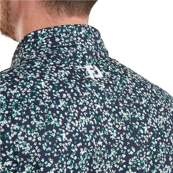 FootJoy Watercolour Floral Print Pique polo da uomo, navy/sunshine/field green