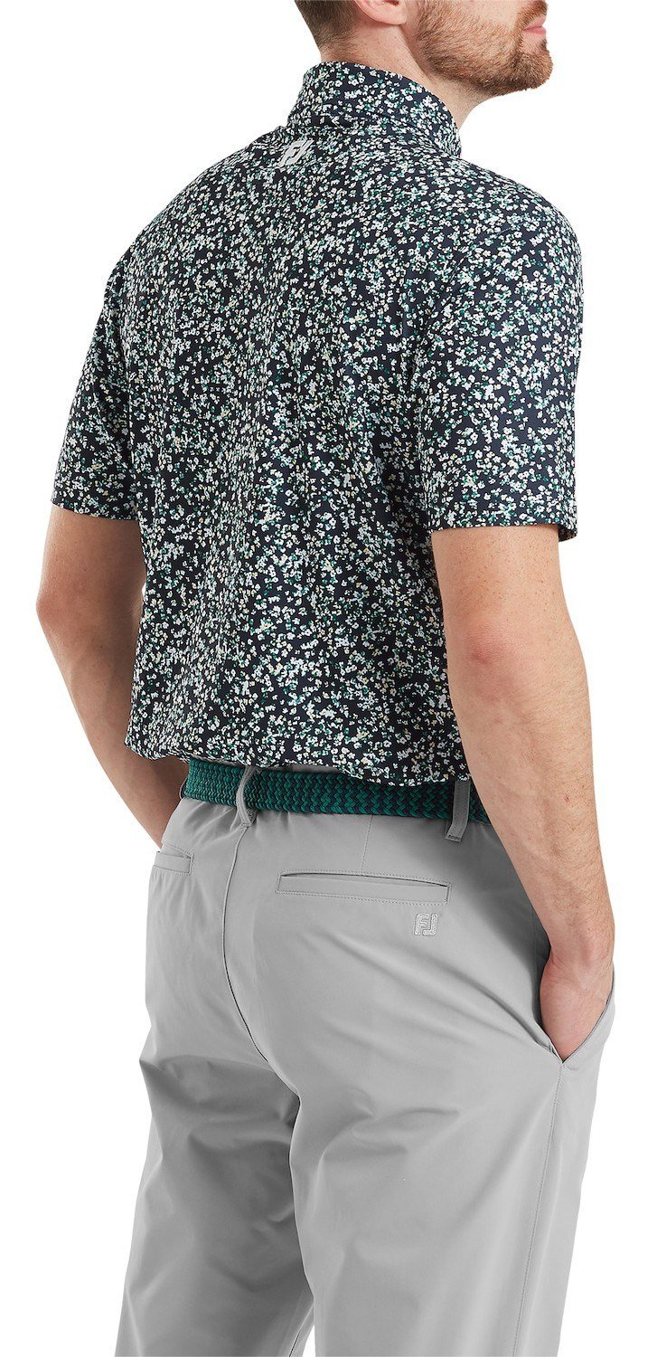 FootJoy Watercolour Floral Print Pique polo da uomo, navy/sunshine/field green