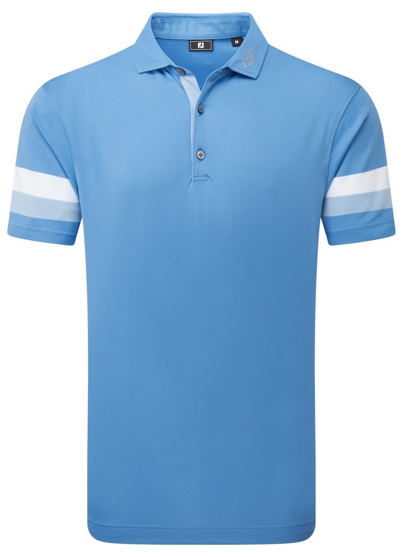 FootJoy Sleeve Stripe Pique polo uomo, coastal blue/chambray/white
