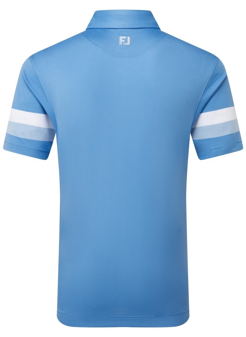 FootJoy Sleeve Stripe Pique polo uomo, coastal blue/chambray/white