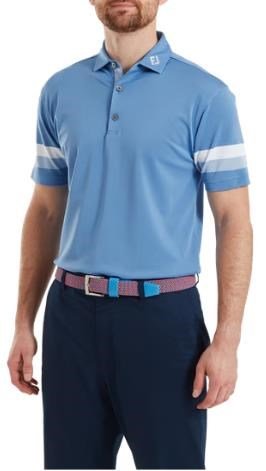 FootJoy Sleeve Stripe Pique polo uomo, coastal blue/chambray/white