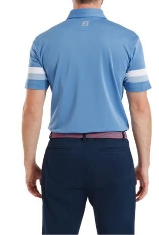 FootJoy Sleeve Stripe Pique polo uomo, coastal blue/chambray/white