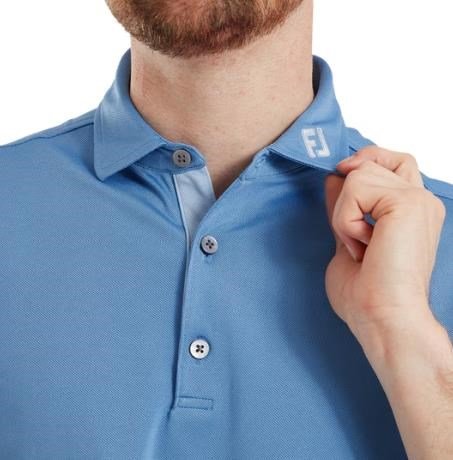 FootJoy Sleeve Stripe Pique polo uomo, coastal blue/chambray/white