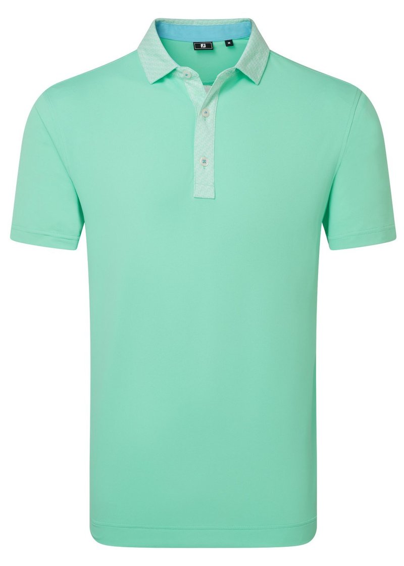 FootJoy Star Geo Trim Pique polo da uomo, sea glass