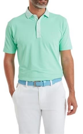 FootJoy Star Geo Trim Pique polo da uomo, sea glass