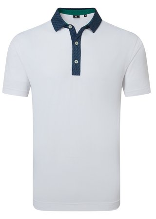 FootJoy Star Geo Trim Pique polo uomo, bianco/navy