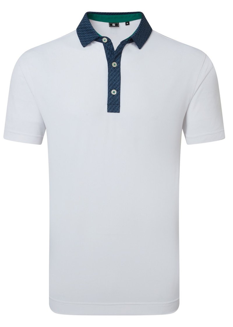 FootJoy Star Geo Trim Pique polo uomo, bianco/navy
