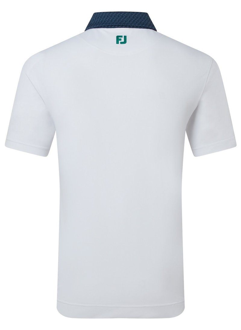 FootJoy Star Geo Trim Pique polo uomo, bianco/navy
