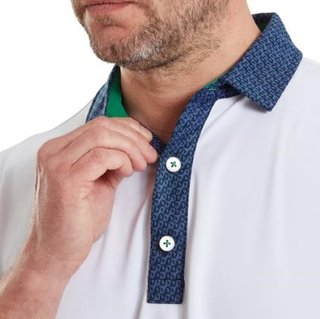 FootJoy Star Geo Trim Pique polo uomo, bianco/navy