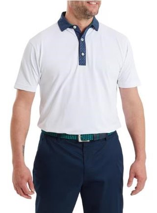 FootJoy Star Geo Trim Pique polo uomo, bianco/navy