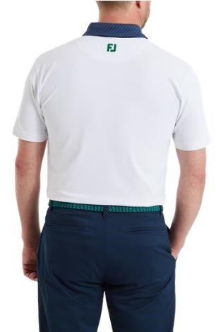 FootJoy Star Geo Trim Pique polo uomo, bianco/navy