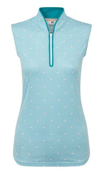 FootJoy Zip Front Tank Printed polo da donna, blu/bianco/pesca