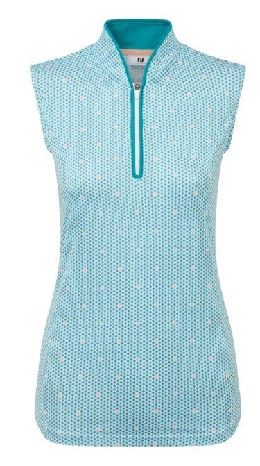 FootJoy Zip Front Tank Printed polo da donna, blu/bianco/pesca