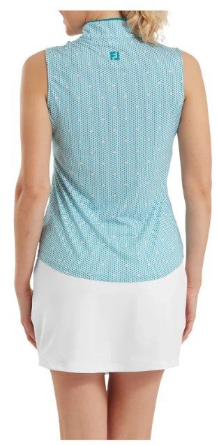 FootJoy Zip Front Tank Printed polo da donna, blu/bianco/pesca