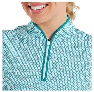 FootJoy Zip Front Tank Printed polo da donna, blu/bianco/pesca