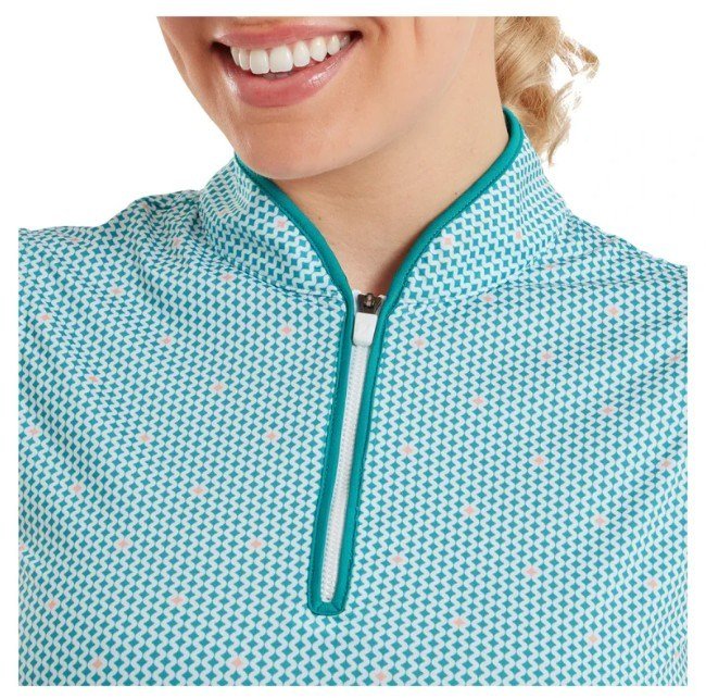 FootJoy Zip Front Tank Printed polo da donna, blu/bianco/pesca