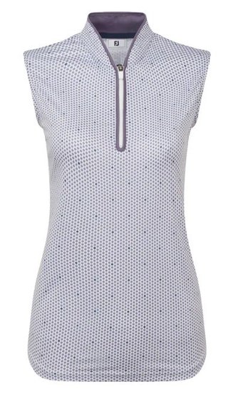 FootJoy Zip Front Tank Printed polo da donna, navy/white/dusty violet